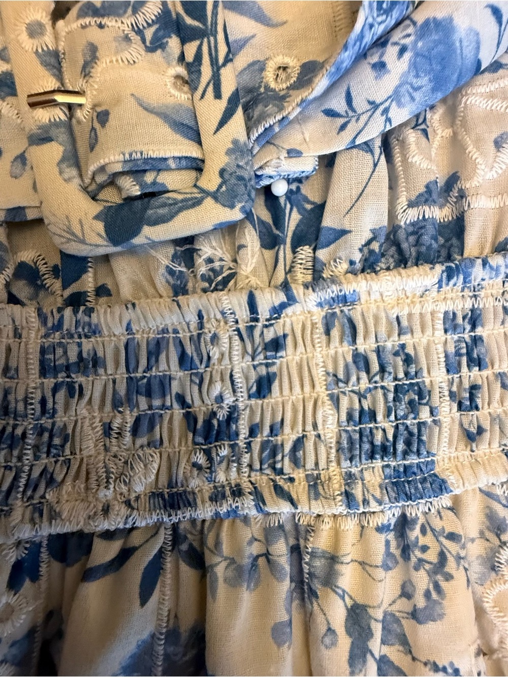 Joie Blue Floral Midi Dress L Belted Shirt Dress Cottagecore - Picture 5 of 10
